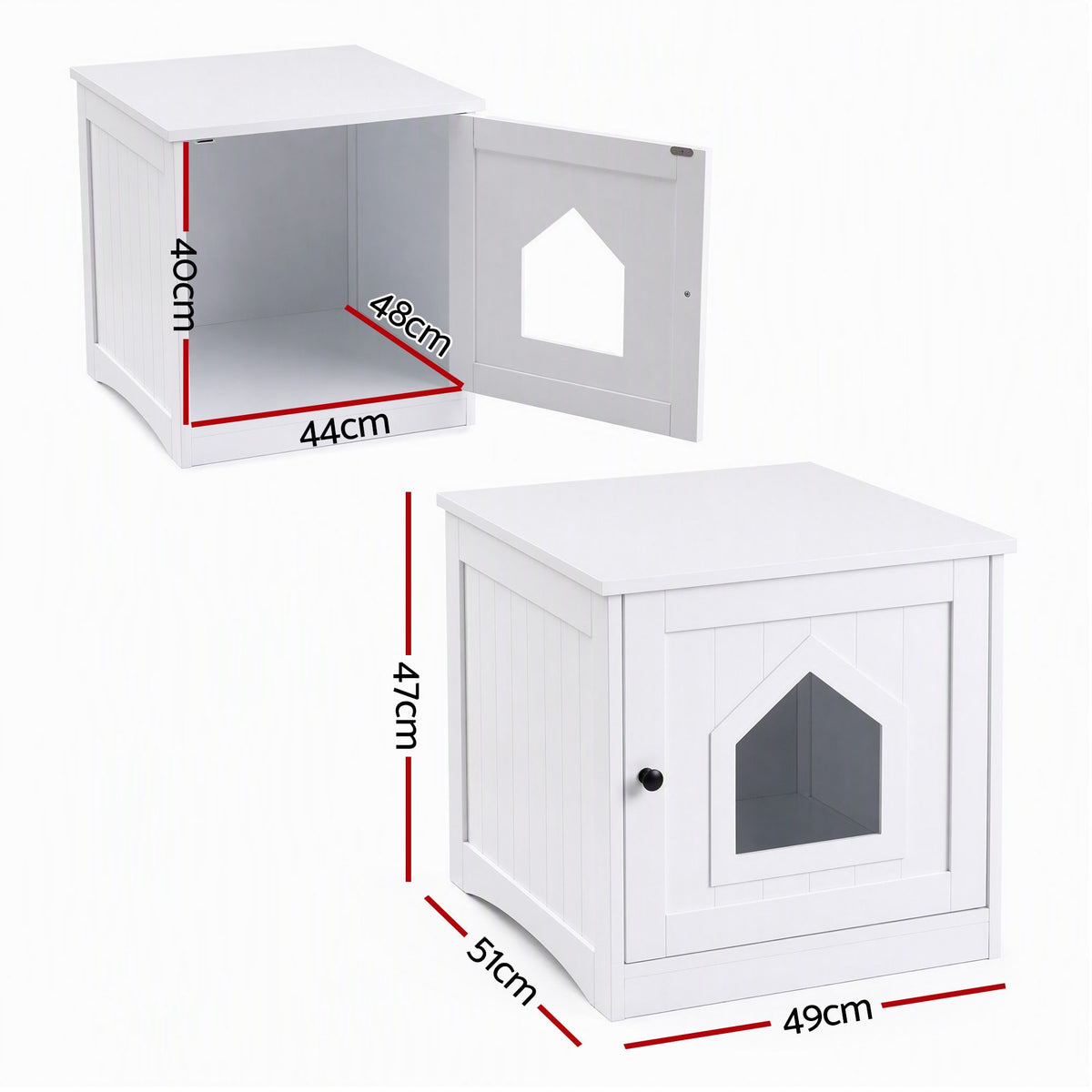 i.Pet 49x51cm Cat Litter Box Enclosure Hidden Litter Tray Cabinet White