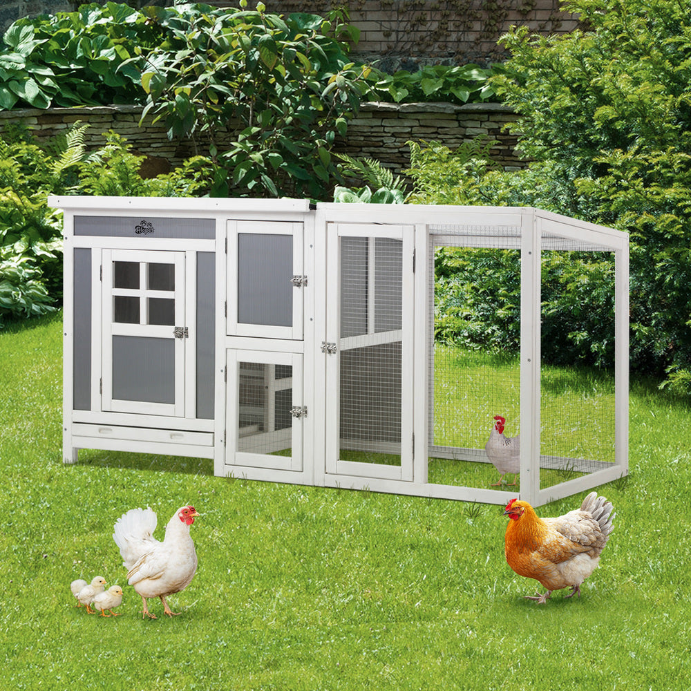 Chicken Coop Rabbit Hutch Wooden Cage Double Hatch