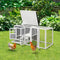 Wooden Chicken Coop Rabbit Hutch Double Hatch Run Cage Grey White
