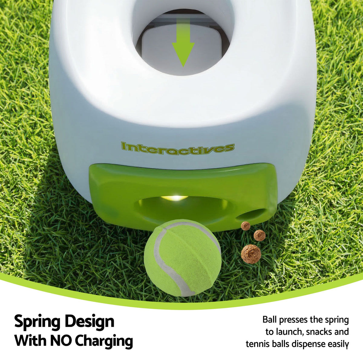 2-in-1 Dog Ball Launcher & Treat Dispenser with 2 Balls Green