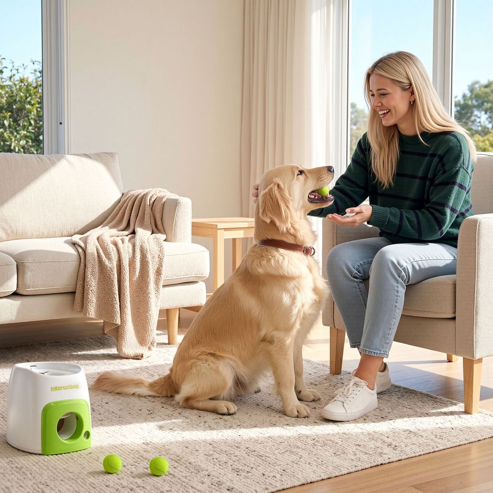 2-in-1 Dog Ball Launcher & Treat Dispenser with 2 Balls Green