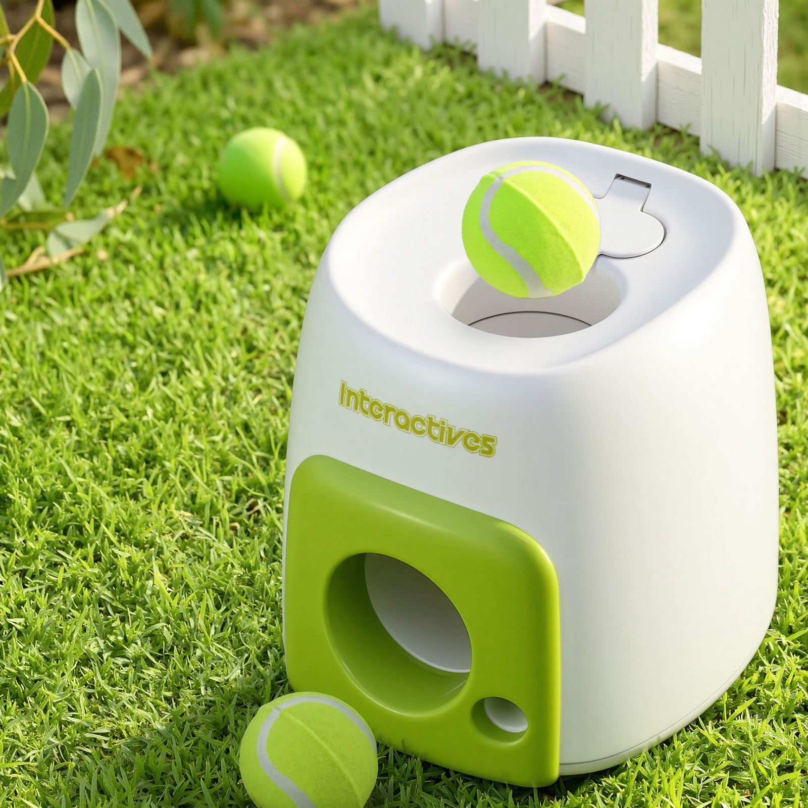2-in-1 Dog Ball Launcher & Treat Dispenser with 2 Balls Green