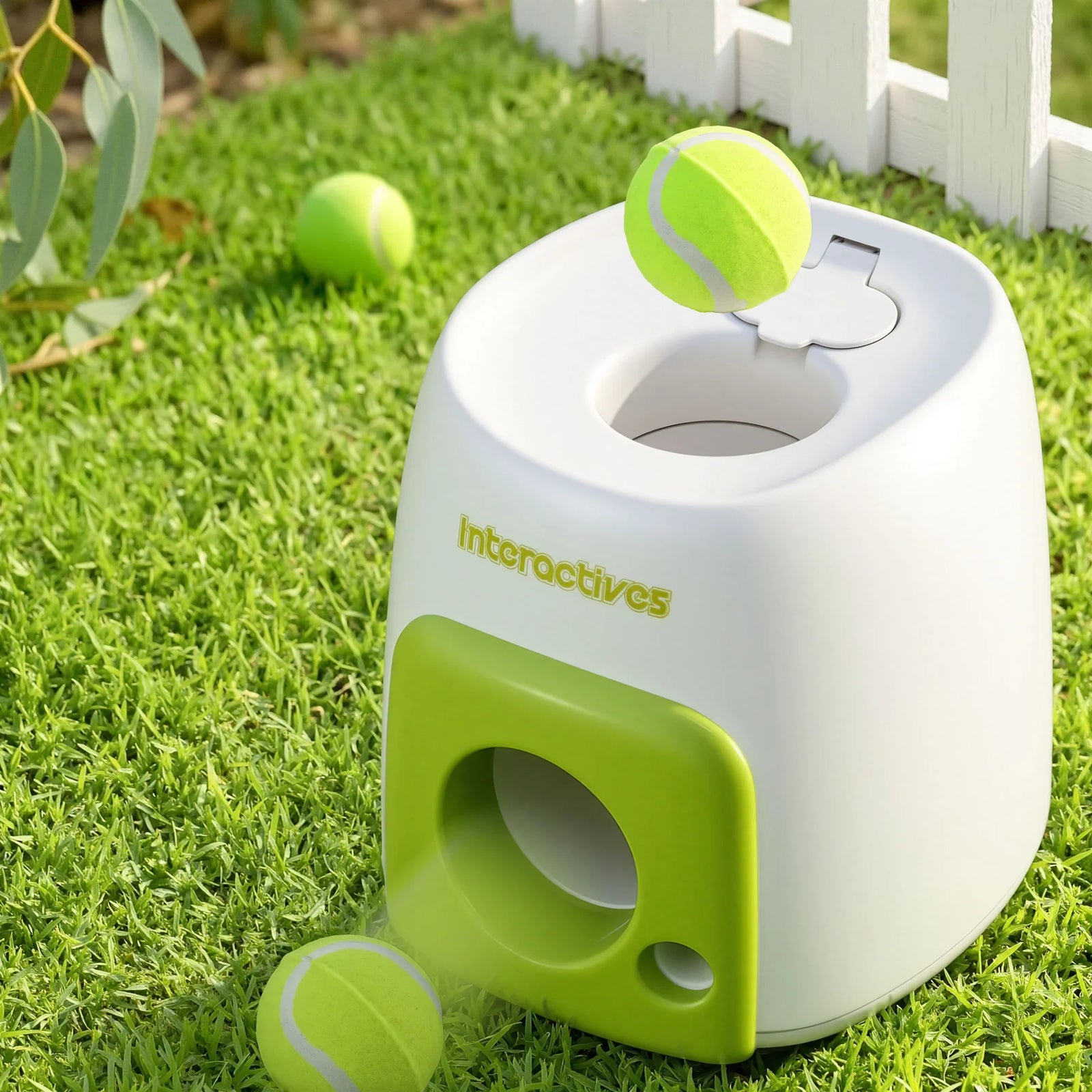 2-in-1 Dog Ball Launcher & Treat Dispenser with 2 Balls Green
