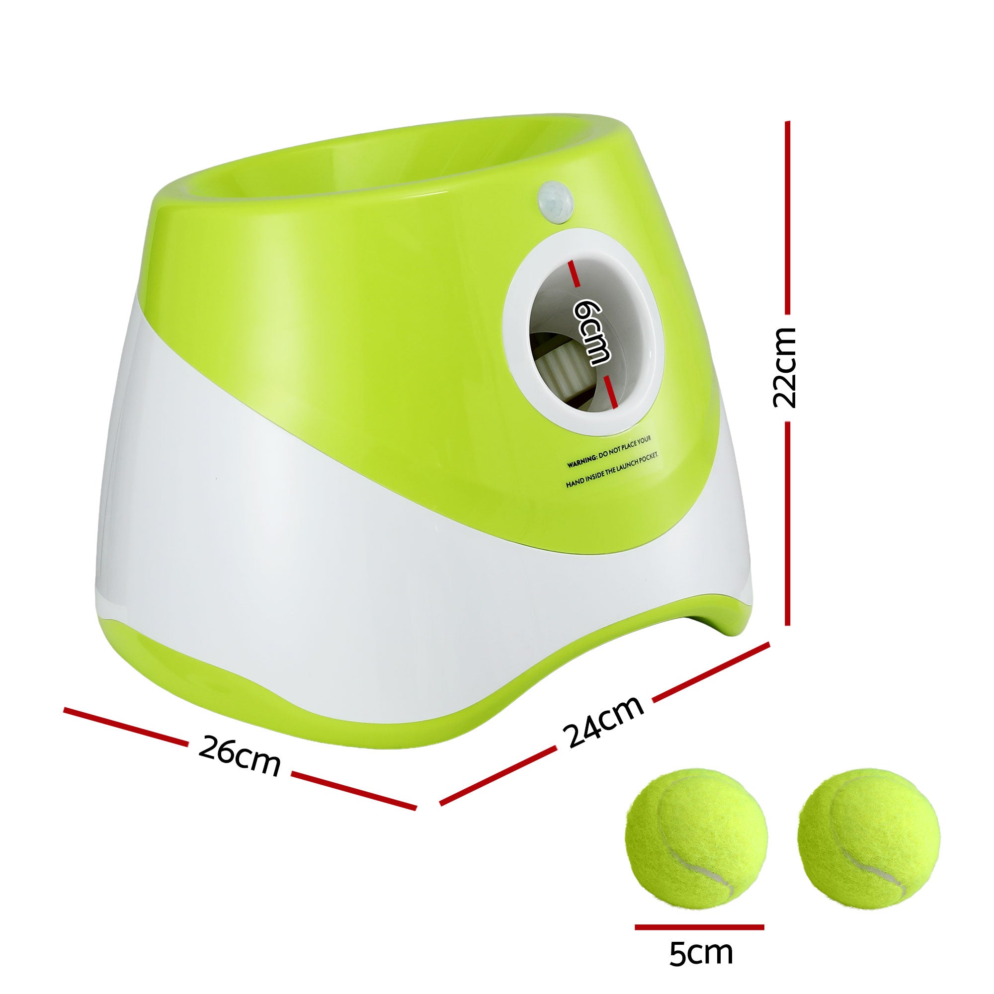 Dog Ball Launcher Thrower with 6 Balls & 3/6/9m Launch Distances Green