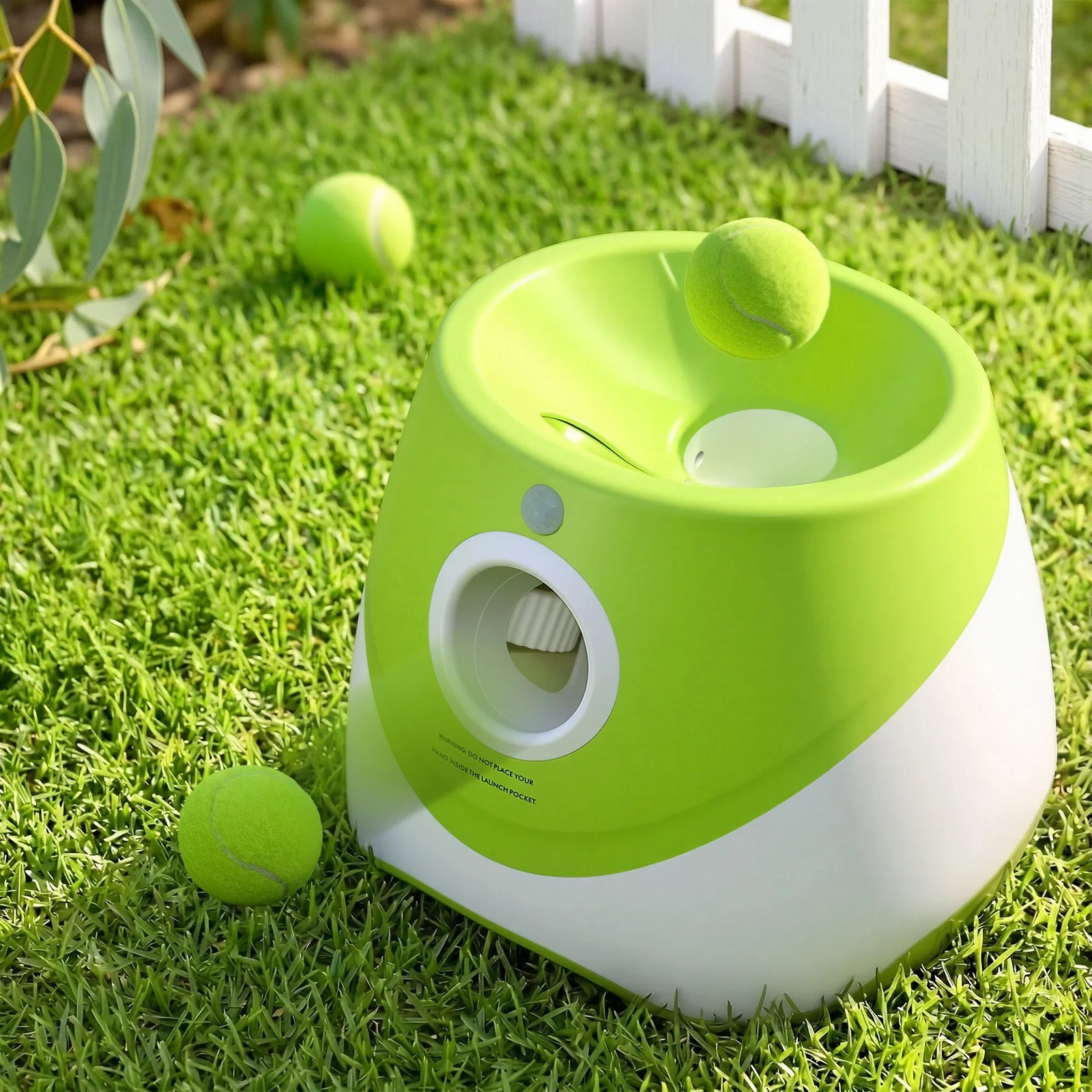 Dog Ball Launcher Thrower with 6 Balls & 3/6/9m Launch Distances Green