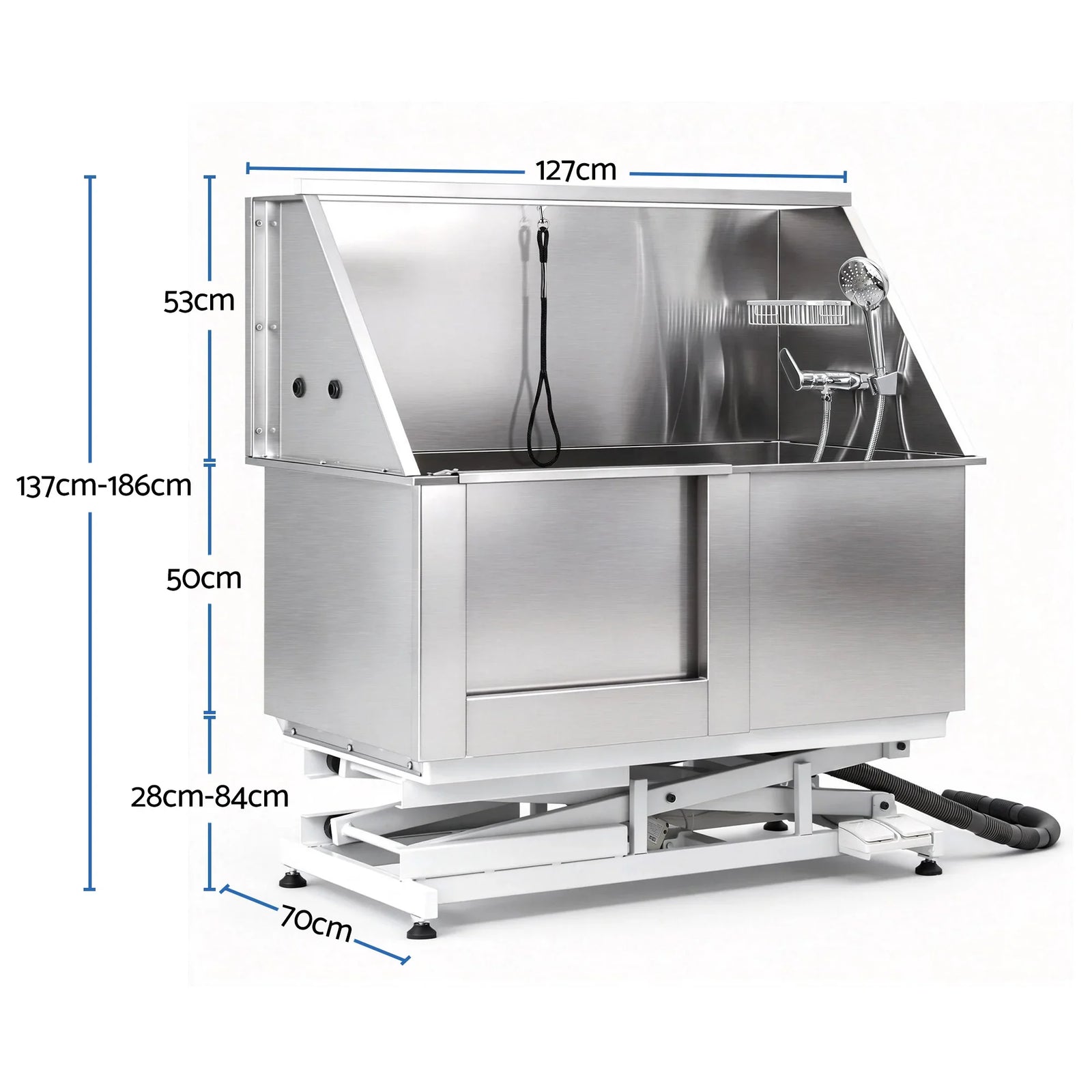 Electric Pet Bath Tub Dog Grooming Stainless Steel Wash Station 127cm