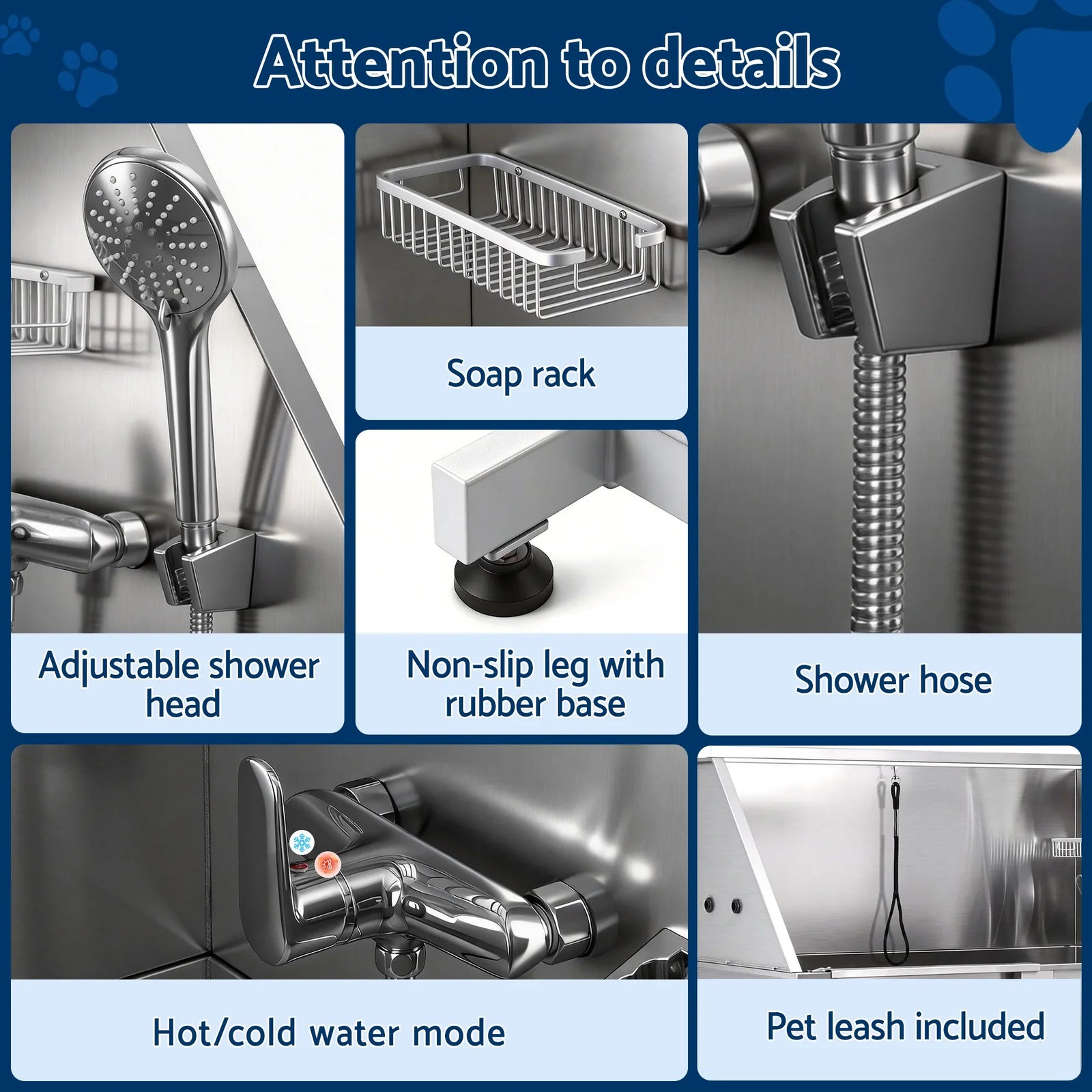 Electric Pet Bath Tub Dog Grooming Stainless Steel Wash Station 127cm
