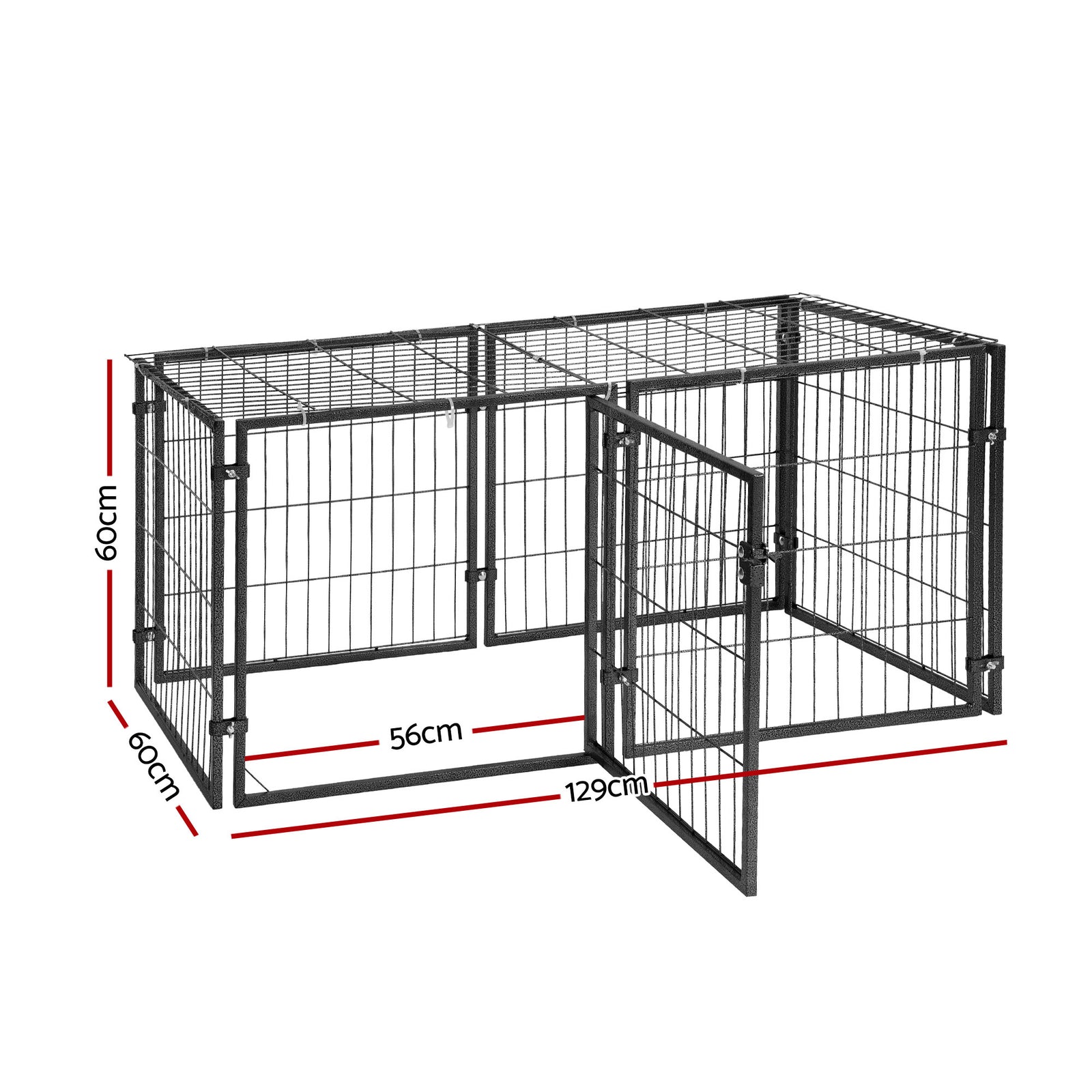 Large Dog Crate Cage Playpen 129cm Puppy Pen Pet Enclosure Black