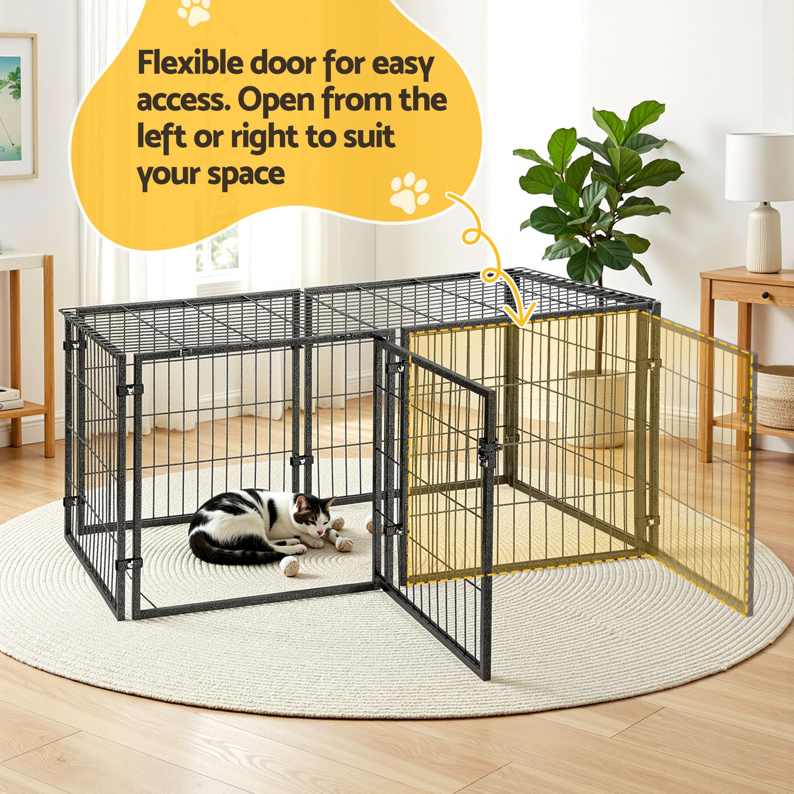 Large Dog Crate Cage Playpen 129cm Puppy Pen Pet Enclosure Black
