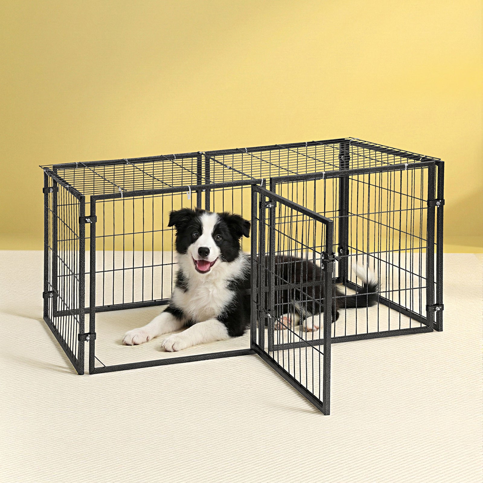 Large Dog Crate Cage Playpen 129cm Puppy Pen Pet Enclosure Black