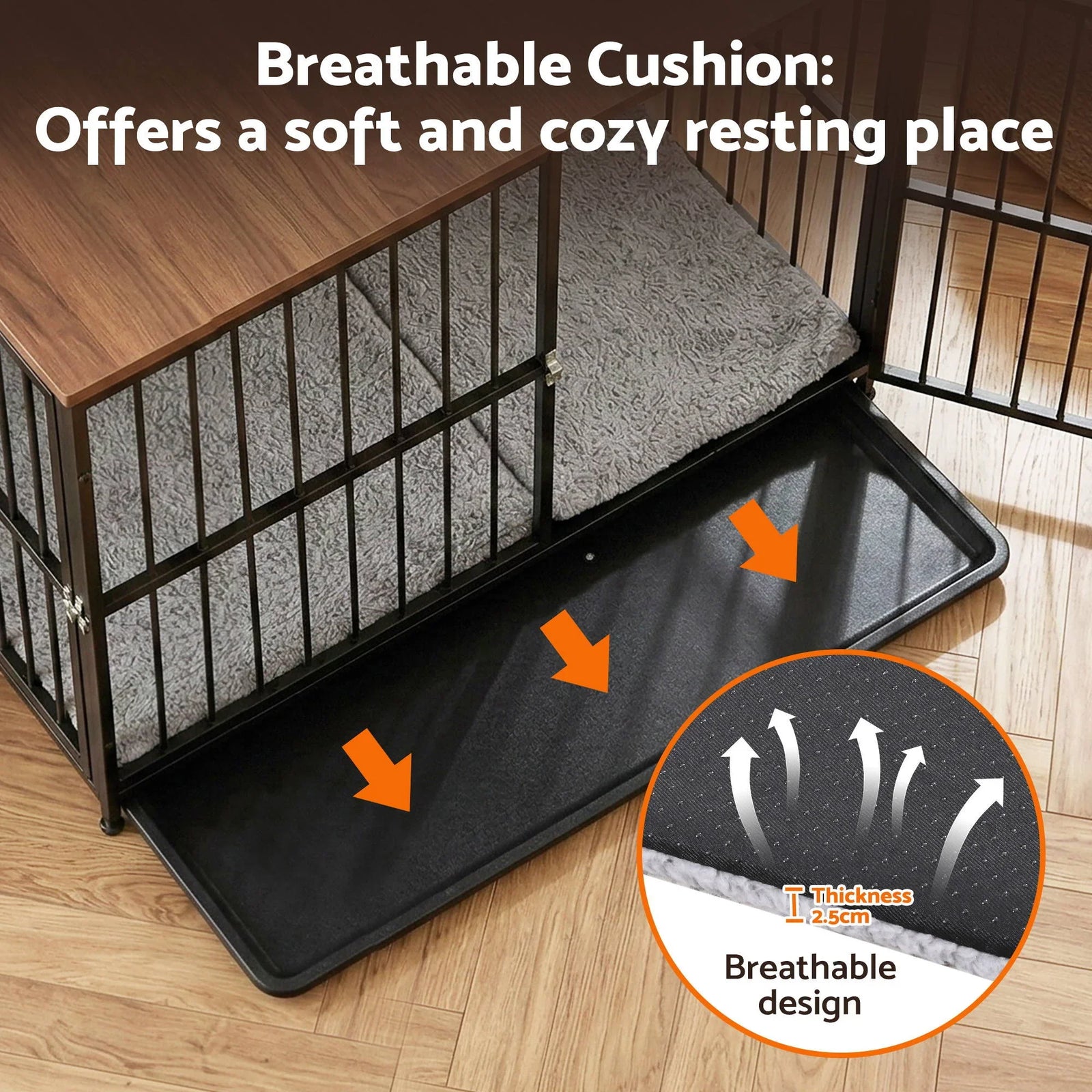 Extra Large Dog Crate Furniture 107cm Dog Cage Puppy Pet Wooden Black