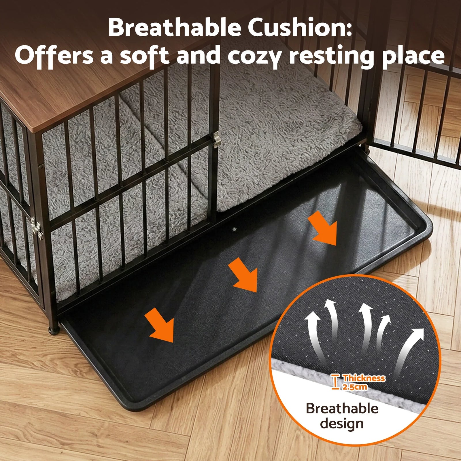 Large Dog Crate Furniture 93cm Dog Cage Puppy Pet Wooden Black