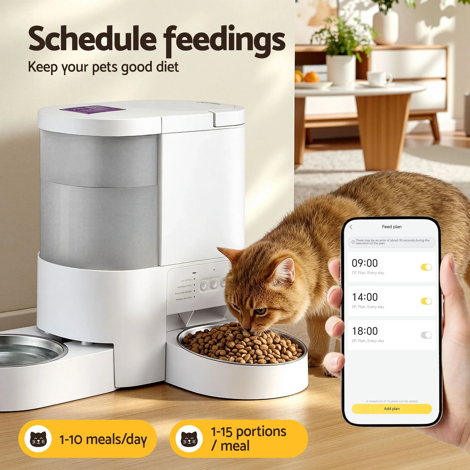 Automatic Pet Feeder Water Dispenser 2-in-1 Smart WiFi Dog Cat Food 4L