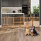 Wooden Pet Gate Dog Fence Safety Stair Barrier 6 Panels Natural