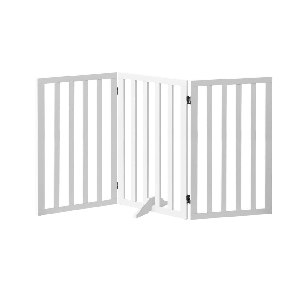 Wooden Pet Gate Security Door 3-Panel 80cm