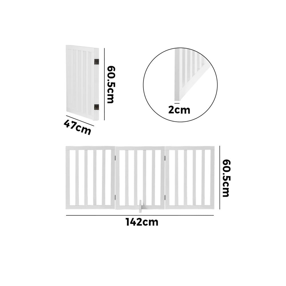 Wooden Pet Gate Dog Fence 3 Panels