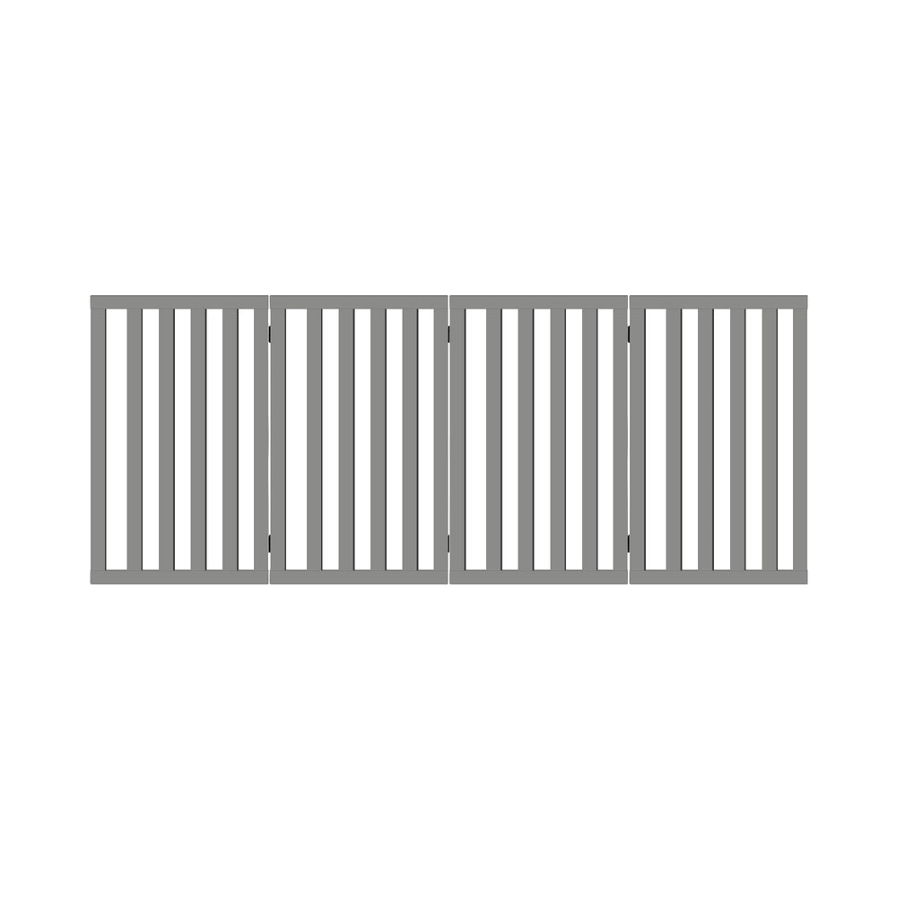 Wooden Pet Gate Dog Fence 4 Panels 80cm Grey