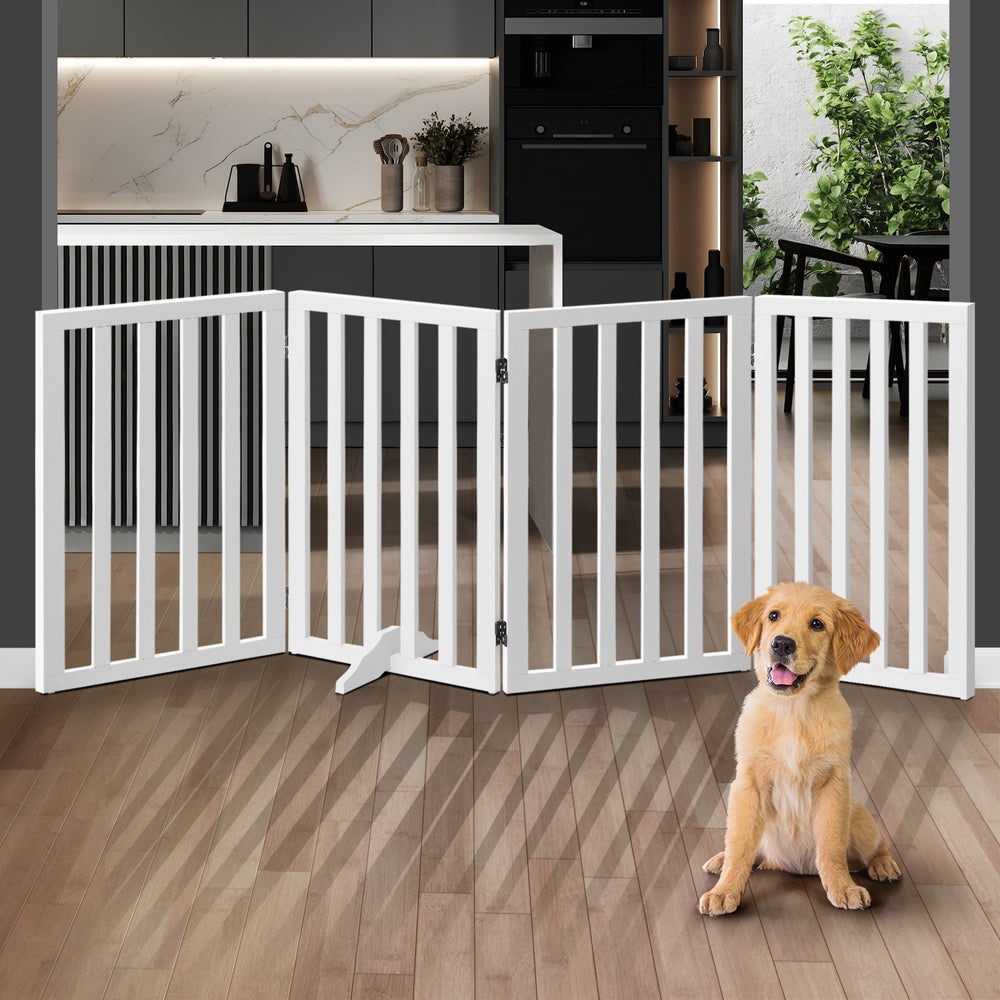 Wooden Pet Gate Security Door 4-Panel 80cm