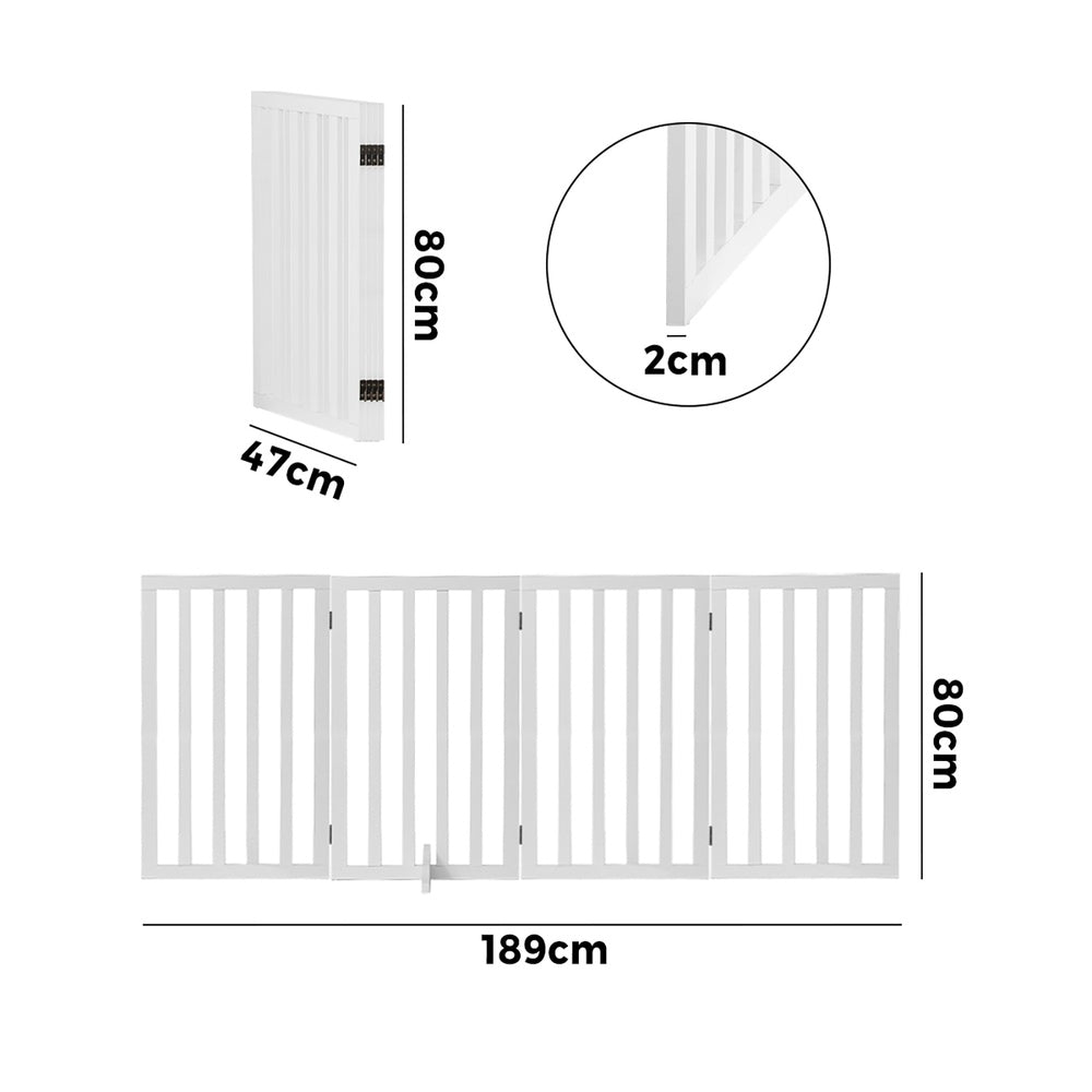 Wooden Pet Gate Security Door 4-Panel 80cm