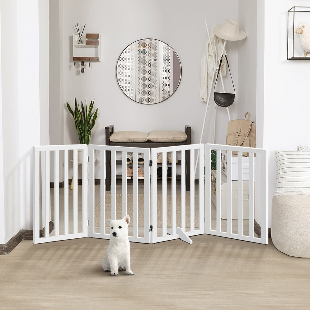 Wooden Pet Gate Security Door 4-Panel 80cm