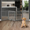 Wooden Pet Gate Safety Barrier 4 Panel Foldable Dog Fence Grey MDF