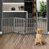 Wooden Pet Gate Safety Stair Barrier 4-Panel Grey