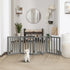 Wooden Pet Gate Safety Stair Barrier 4-Panel Grey