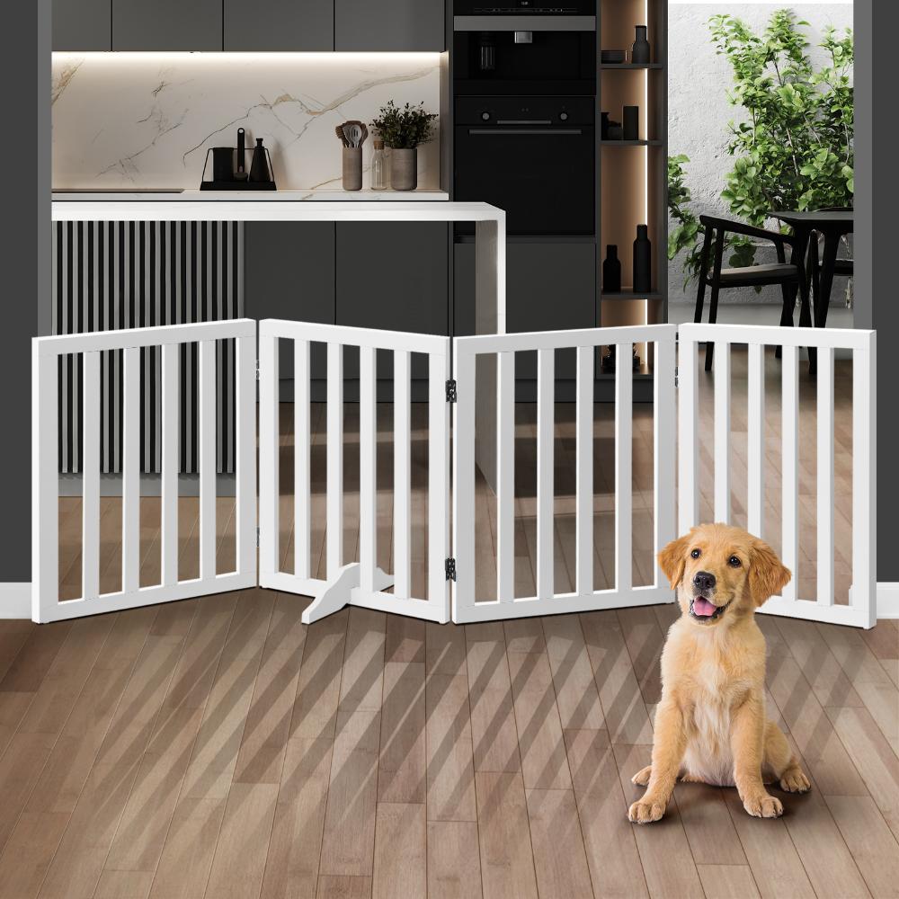 Wooden Pet Gate Dog Fence 4 Panels