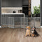 Wooden Pet Gate Dog Fence 6 Panel Foldable Safety Barrier Grey MDF 80cm