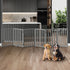 Wooden Pet Gate Dog Fence 6 Panels 80cm Grey