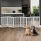 Wooden Pet Gate Security Door 6 Panel Foldable Dog Fence White MDF 80cm