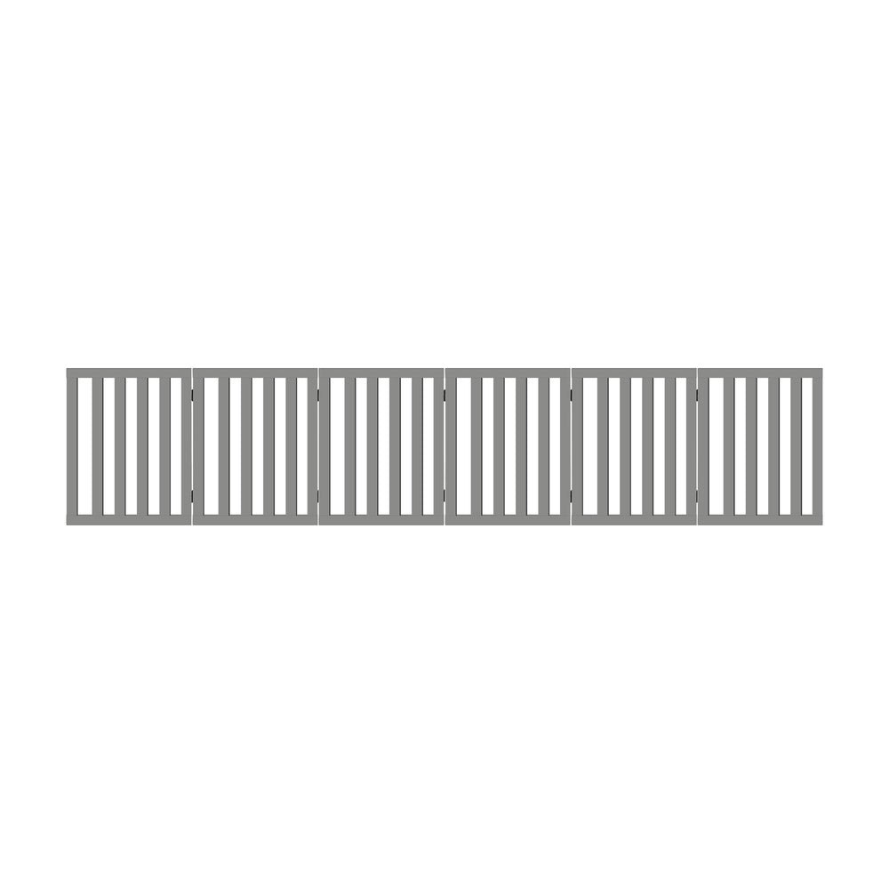 Wooden Pet Gate Safety Stair Barrier 6-Panel Grey