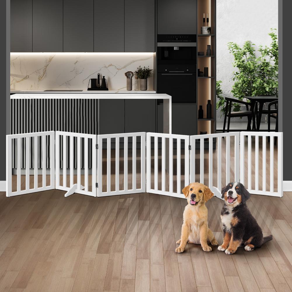 Wooden Pet Gate Dog Fence 6 Panels