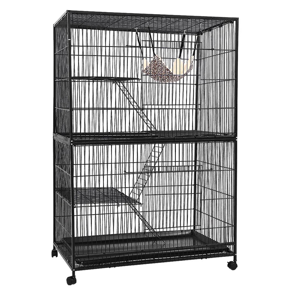 4 Tier Ferret Rabbit Cage 142cm Metal Hutch with Wheels Hammock