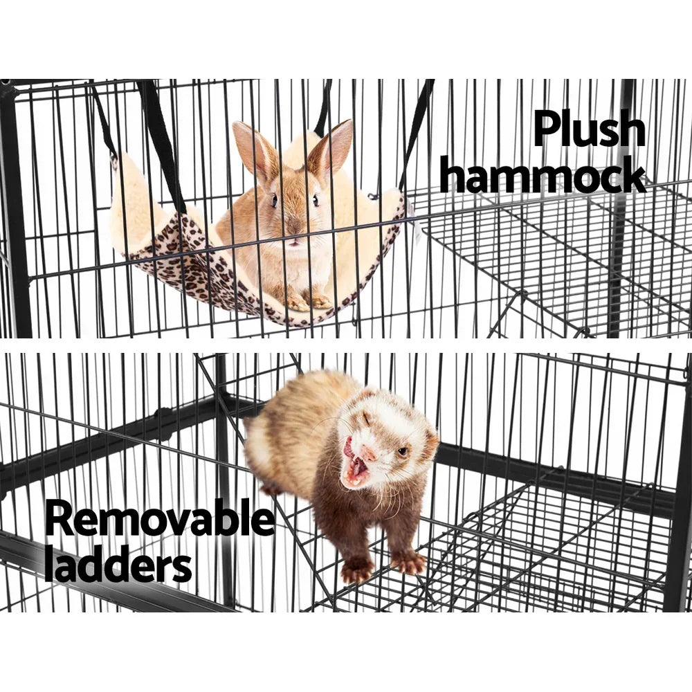 4 Tier Ferret Rabbit Cage 142cm Metal Hutch with Wheels Hammock