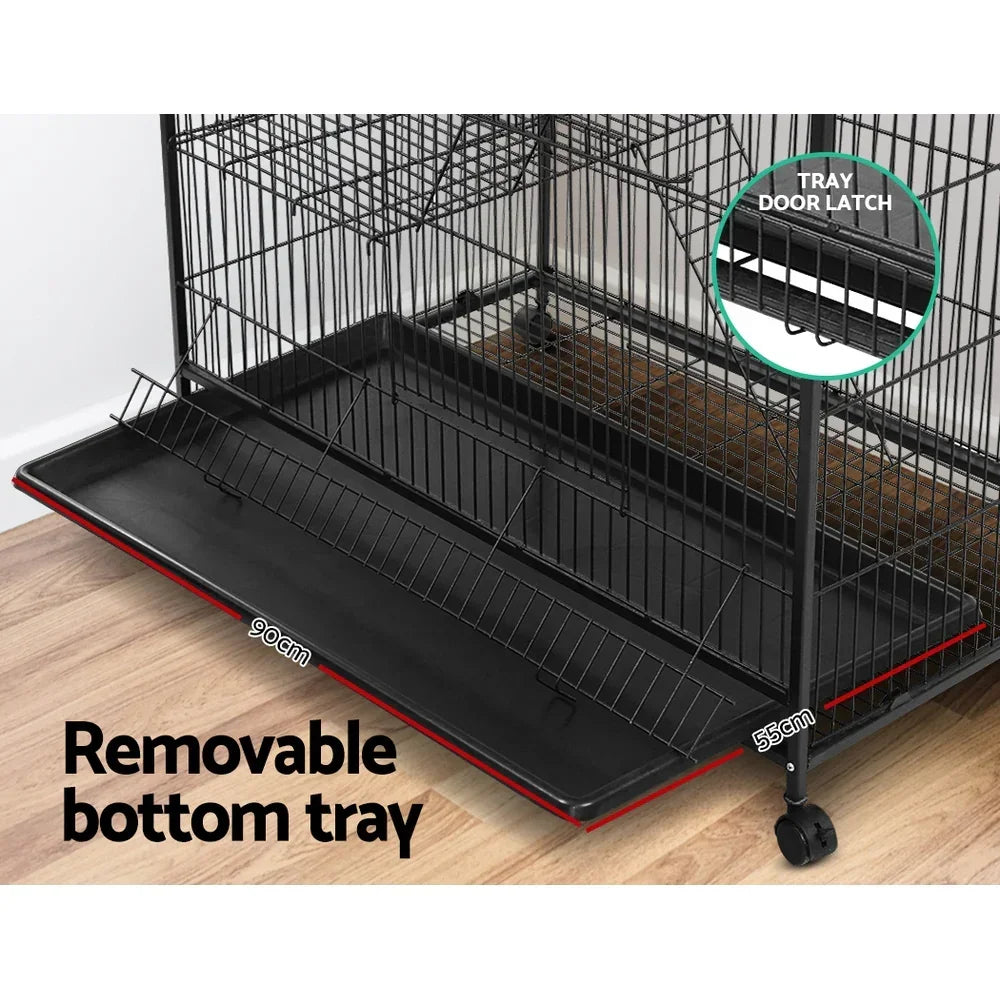 4 Tier Ferret Rabbit Cage 142cm Metal Hutch with Wheels Hammock