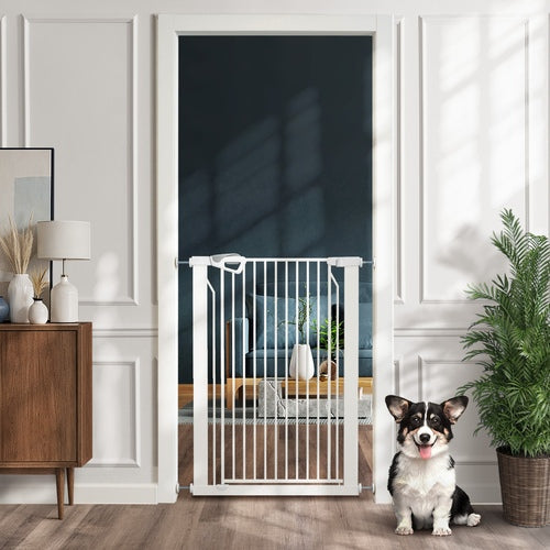 Pet Gate – Retractable 120cm, Auto‑Close, One‑Hand Use, Adjustable, White