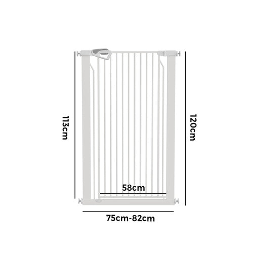 Pet Gate – Retractable 120cm, Auto‑Close, One‑Hand Use, Adjustable, White
