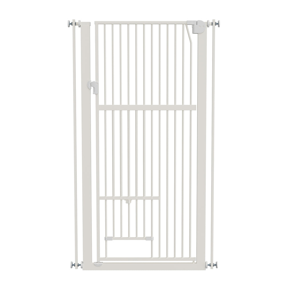Pet Gate – Full Height, Auto‑Close, Adjustable Width, Metal, White