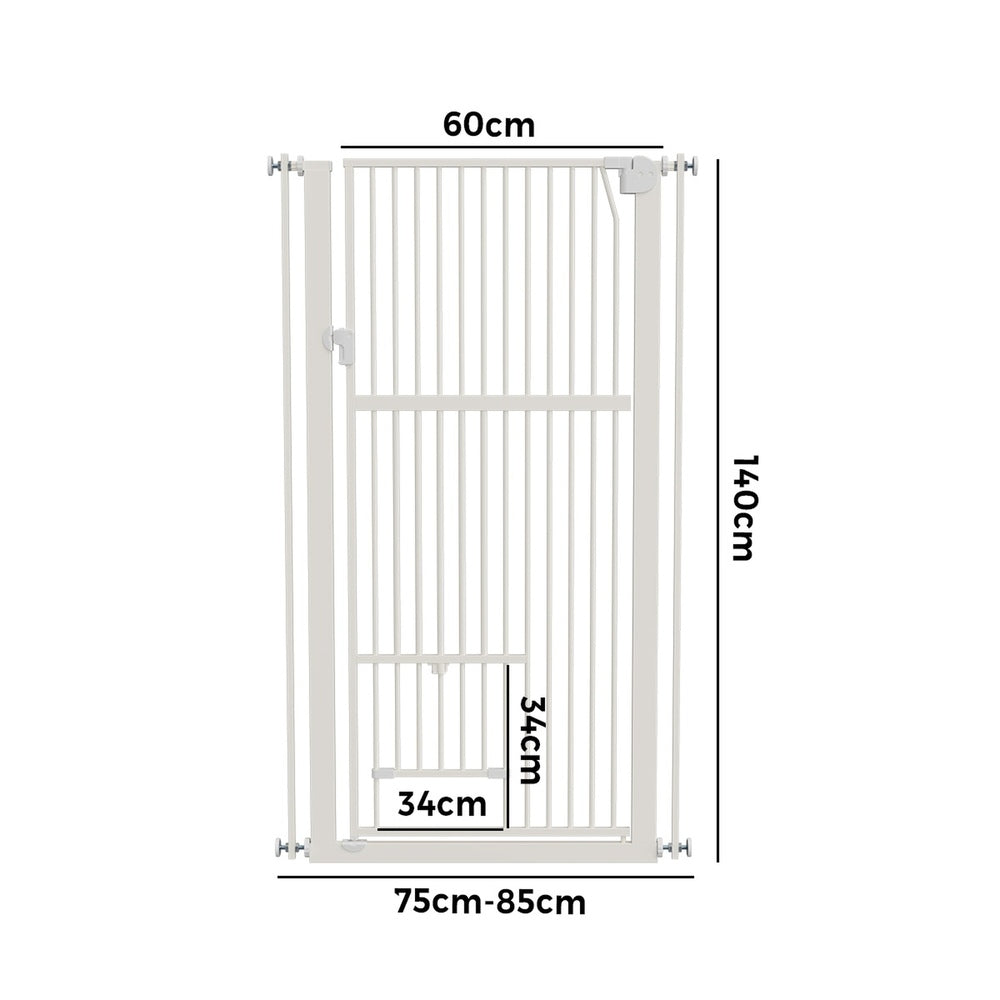 Pet Gate – Full Height, Auto‑Close, Adjustable Width, Metal, White