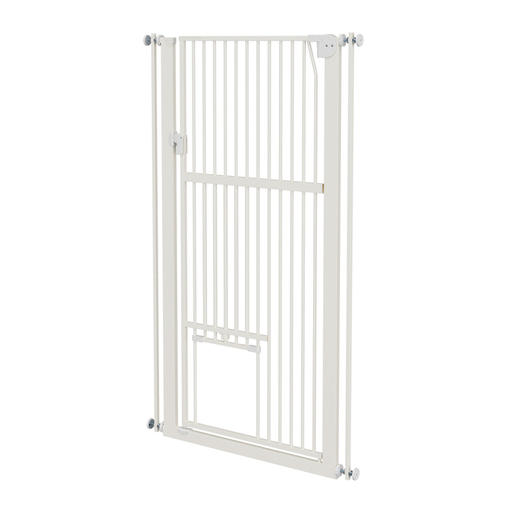 Pet Gate – Full Height, Auto‑Close, Adjustable Width, Metal, White