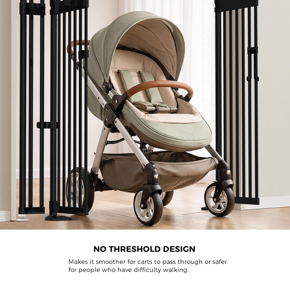 Pet Gate – Extra Tall 190–264cm, Auto‑Close, Adjustable, Metal, Black
