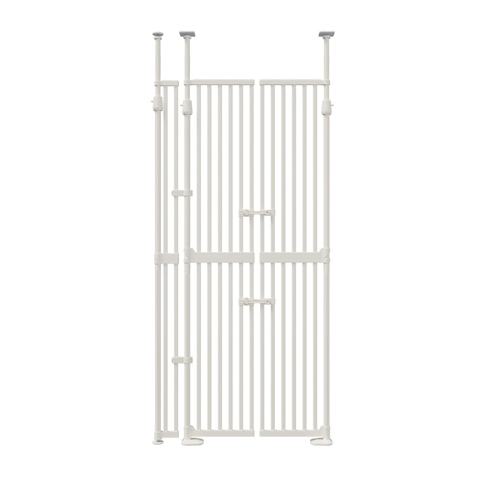 Full‑Height Metal Pet Gate – Auto‑Close, Adjustable 190–264cm, White