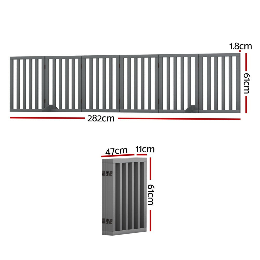 6 Panel Wooden Dog Playpen Pet Fence Enclosure Foldable Indoor Outdoor