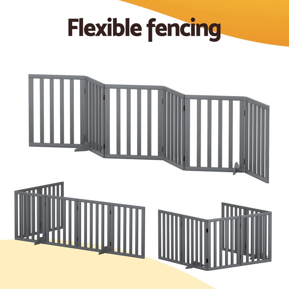 6 Panel Wooden Dog Playpen Pet Fence Enclosure Foldable Indoor Outdoor