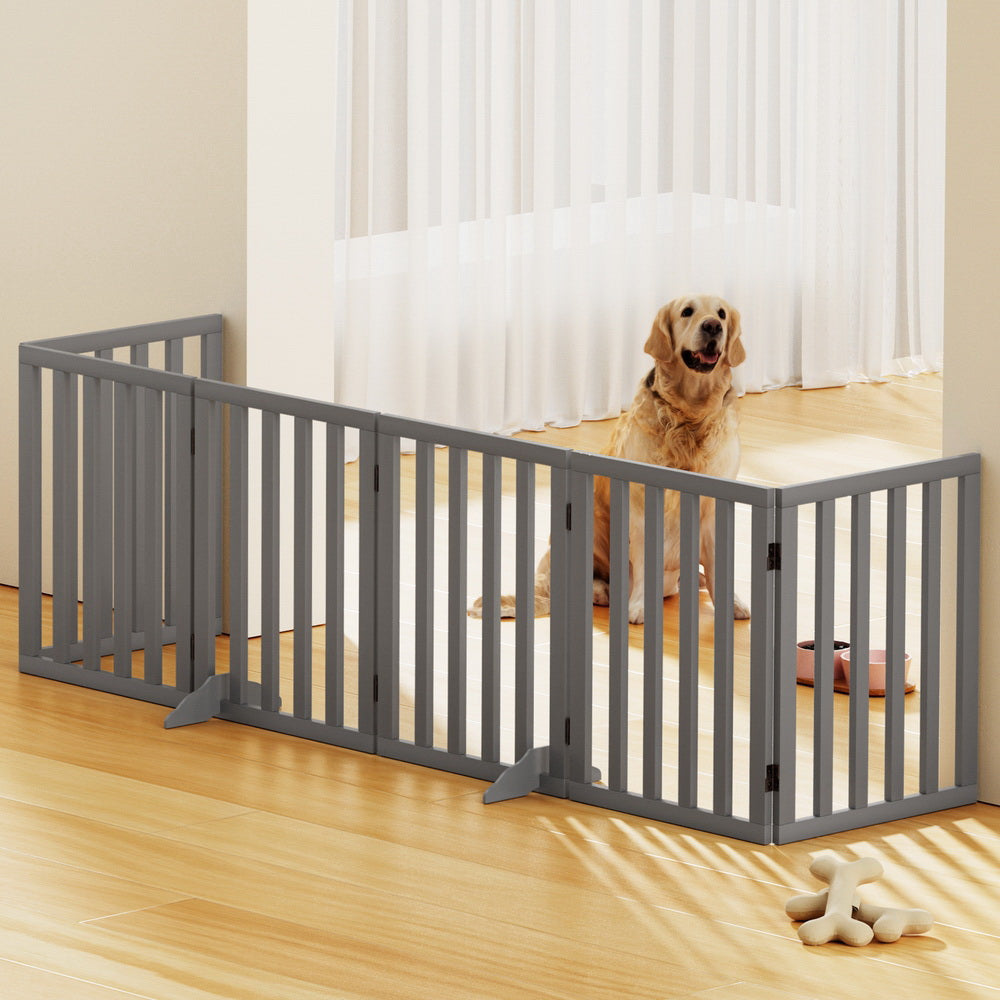 6 Panel Wooden Dog Playpen Pet Fence Enclosure Foldable Indoor Outdoor