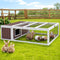 Outdoor Rabbit Hutch Wooden Pet Cage Enclosure with Run & Mesh Roof