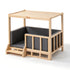 2-in-1 Dog Kennel Furniture Wooden Indoor Pet Crate with Cushion Grey
