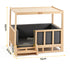 2-in-1 Dog Kennel Furniture Wooden Indoor Pet Crate with Cushion Grey
