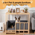 2-in-1 Dog Kennel Furniture Wooden Indoor Pet Crate with Cushion Grey